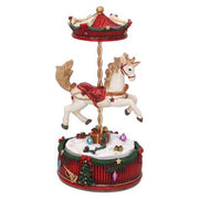 Red resin horse music box 11x11,5h20,5 cm