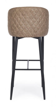 4x Taupe bar stool in design style faux leather