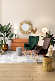 Modern blue Bombay cotton carpet 140x200 cm