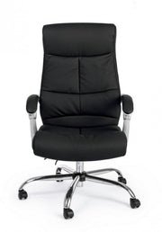 Lisbon black reclining office armchair with leatherette armrests