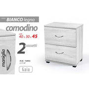 Comodino bianco con due cassetti cm 40 x 30 x 45 h