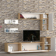 3 flap storage wall with white oak wall units 200x35xh.40 - 60 cm