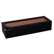 Rectangular black wooden tea box cm29x10h6