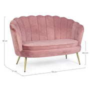 2 seater velvet effect sofa Giliola antique pink