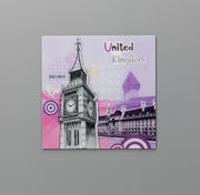 Glass print 70x70 cm with multicolored canvas