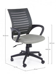 Gray office chair with wheels and armrests