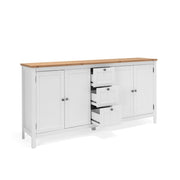 (2c) White 4-door 3-drawer sideboard with oak top 180x40xh.90 cm (BERGEN51BI)