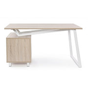 White wooden desk with Armande chest of drawers cm 140 x60 x 76 h