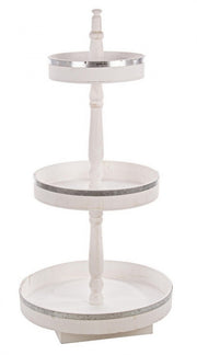 Round 3-tier white wooden display unit 50 x 50 x 102 cm