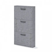 Slim cement gray shoe cabinet in melamine wood 3 flaps 108x65x15 cm