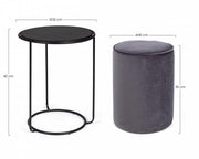 Annika dark gray modern coffee table-ottoman combo set