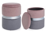 Set of two modern gray pink gray openable poufs