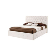 Double bed with container in White eco-leather 180x223xh.120 cm