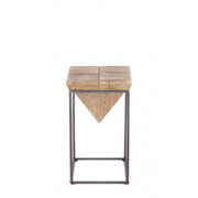 Steel stool with seat in fir wood PRISMY 25,5x25,5x h46 cm