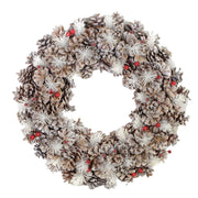 Snow crown with natural berries and pine cones ø30 cm