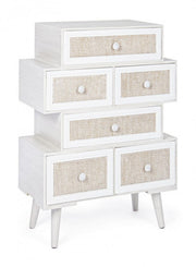 Chest of 6 drawers Montiel white wooden rustic style