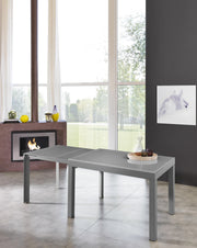 Extendable table with gray tempered glass top 120/175/230/290/350x75h cm