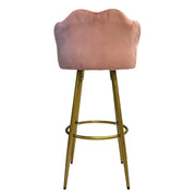 Elegant and Comfortable Pink Velvet Stool with Matte Gold Legs