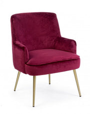 Clelia modern burgundy velvet armchair