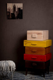 Modern chest of drawers in brown and multicolor wood cm 57 x 45 x h 110