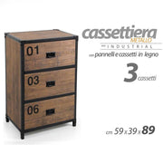 Mobile cassettiera urban industrial legno metallo cm 59 x 39 x 89 h