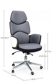 Office armchair with armrests in ARMSTRONG Dark Gray fabric 64x69 x h118.5 - 128 cm