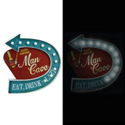 Red blue metal sign w-led cm46,5x45,8x5