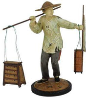 Merchant resin statue with stick cy-0536 cm12x20h24