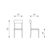 Chair in white lacquered wood with imitation leather seat 44x45xh. 82 cm
