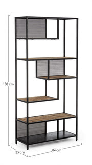 6 shelves industrial style metal bookcase cm 84x35x188h