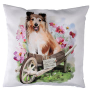 Fabric cushion with white dog cm43x43