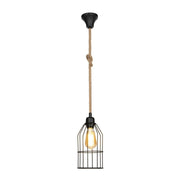 Halat pendant lamp ASZ0549 in black metal and rope