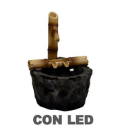 Resin rock and bamboo fountain with Led
