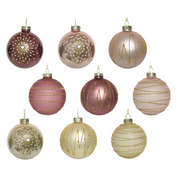 Assorted Christmas balls different shades of pink Ø8 cm