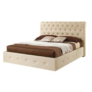 Double bed with container in Cream eco-leather 180x223xh.120 cm