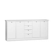 White sideboard with 4 doors and 4 drawers, 200x40xh.90 cm