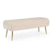 Selena Crema 2-seater bench in velvet cm 129