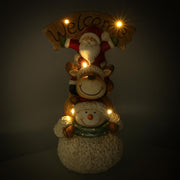Resin LED Santa Claus with reindeer and puppet 27.5x20h48 cm