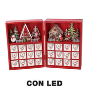 Red led wooden calendar cm36x6h24