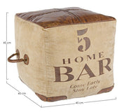 Cube ottoman in industrial style leather cm 45x45x45h