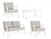 4-piece outdoor set Harley lounge with white cushions