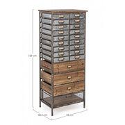 OFFICINA chest of drawers in steel and wood 129.5h cm