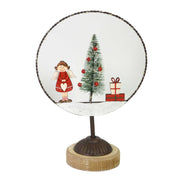 Led metal decoration with red tree cm20x11h30