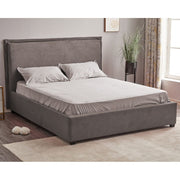 Gray Fabric Double Bed with Storage - 170cm x 206cm x 118cm