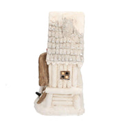 White resin house with led and gnomes cm40x23h44