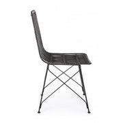 Contemporary style chair in steel and black kubu LUCILA 45x55x h85 cm