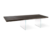 Extendable table in heat-treated oak and glass legs 200/300x100 cm