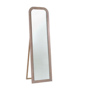 Oval matt antiqued cream wooden floor mirror cm50xh170x2