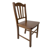 Chair in solid walnut colored wood with decorated backrest 46x51xh.95 cm