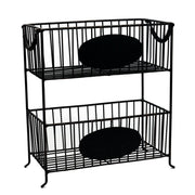 Rectangular black metal tray 2 shelves cm32,5x15,5h34,5